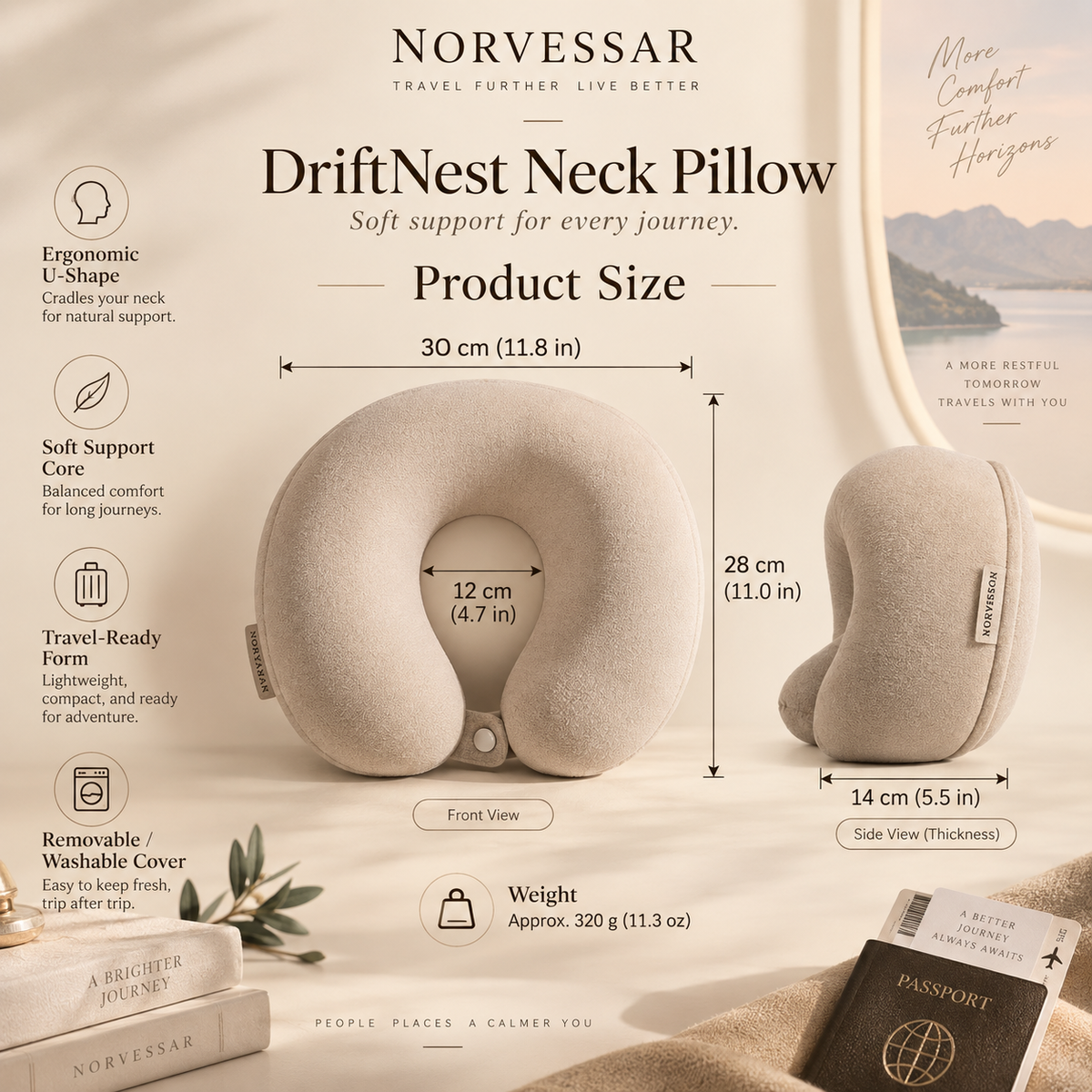 Norvessar™ DriftNest Contour Neck Pillow